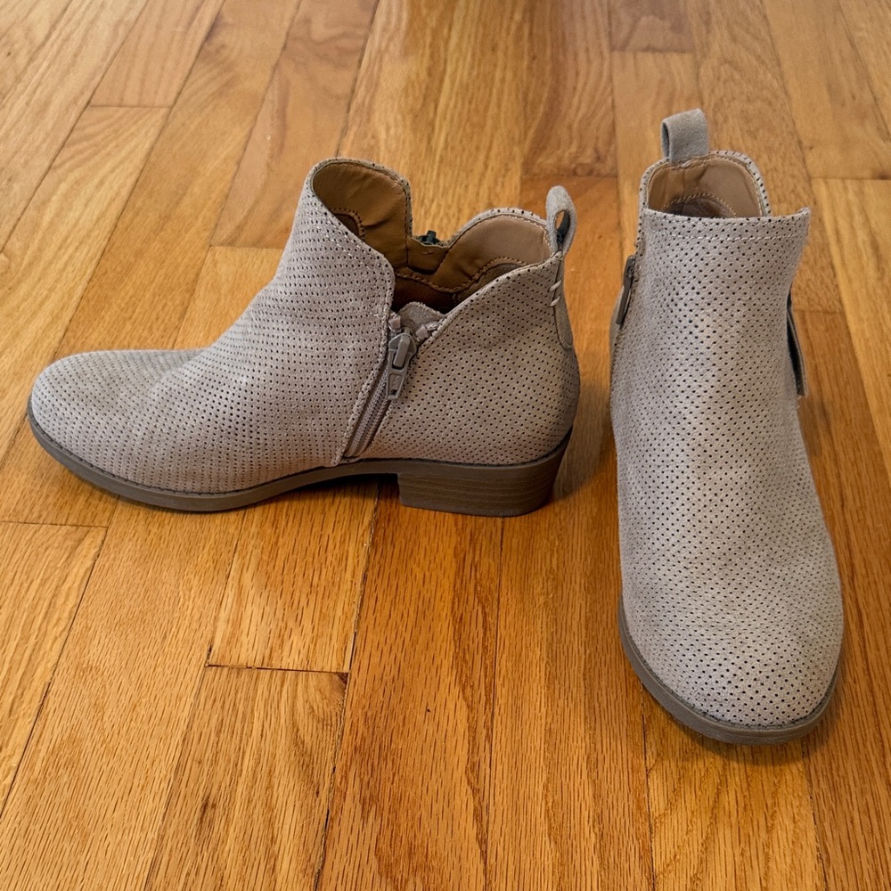 Beige Tab Ankle Boots